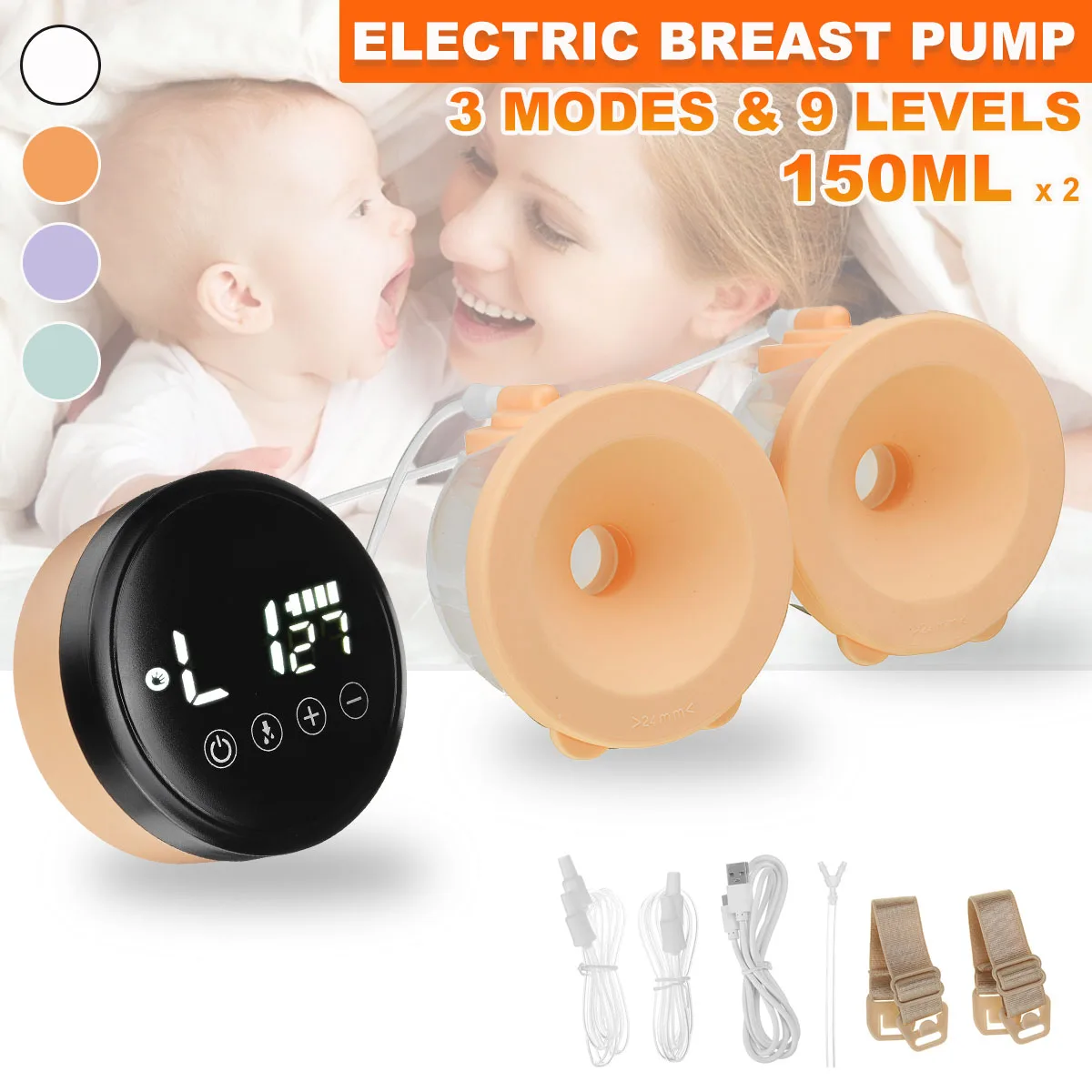 

Bilateral Electric Breast Pump Milk Feeding LCD Automatic Massage Lactator Pumps Baby Breastfeeding Accessories Hand BPA free