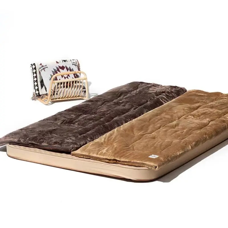 Ouzey-Втеплый спальный мешок для улицы сращенный коралловый флис плотное одеяло