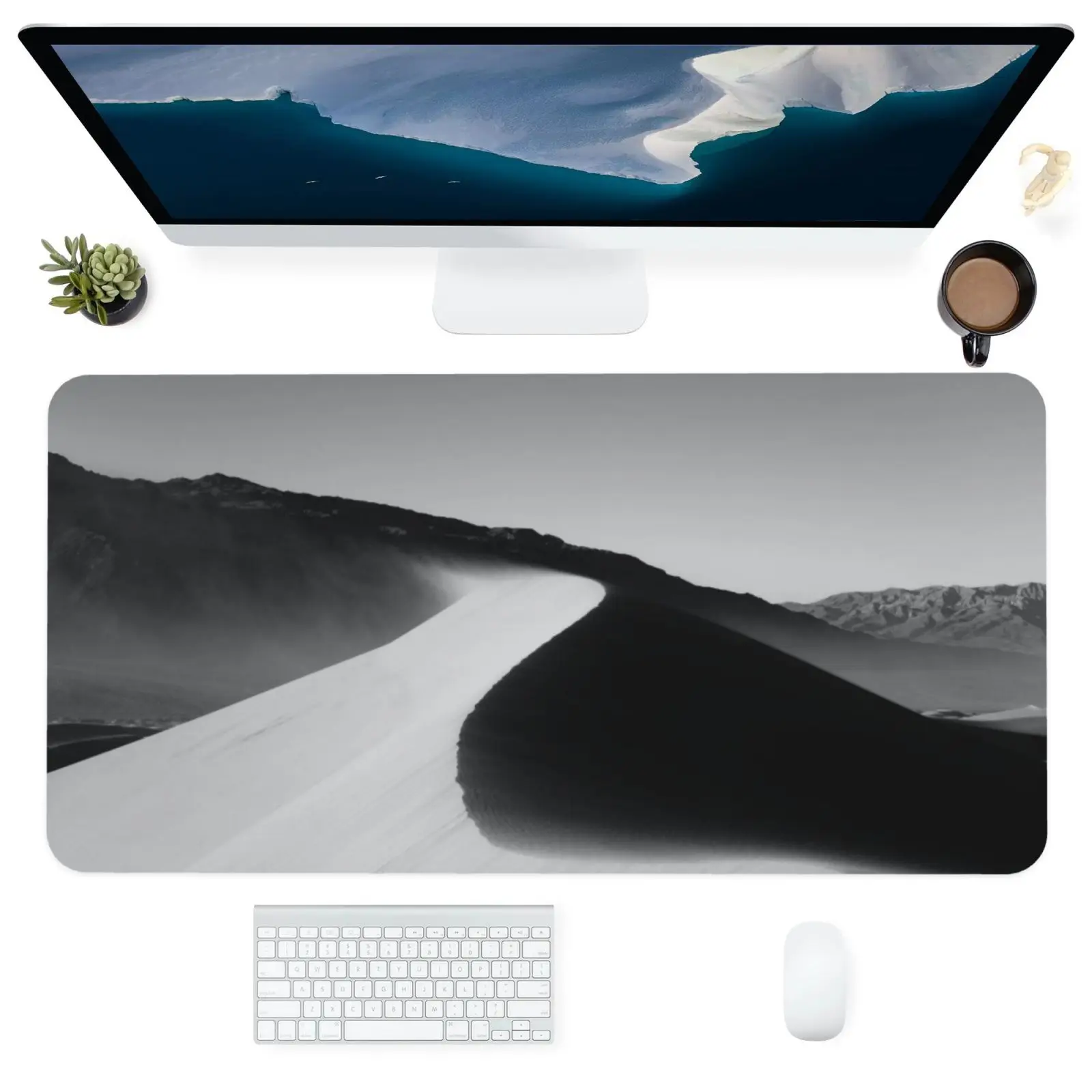 

Computer Office Mouse Pad Keyboards Accessories Large Square Washable Personalized Desk Pads Mats Desert Black Series Ink Paint