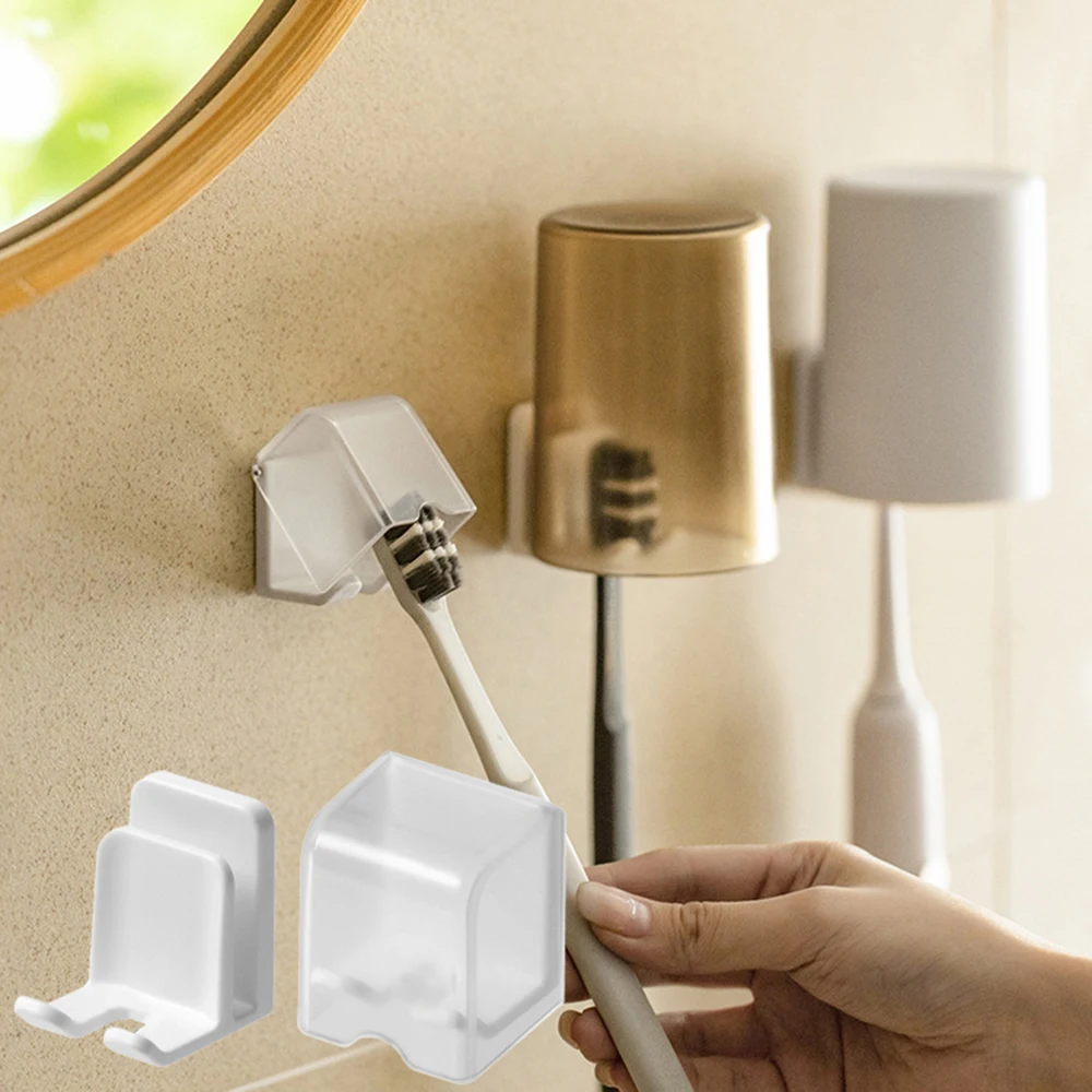 

1/2/3pcs Dustproof Toothbrush Holder Organization Self-adhesive Wall-Mounted Toothbrush Storage Rack Bathroom Accessories