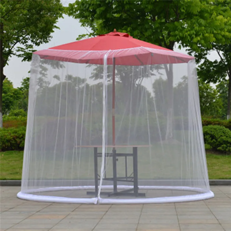 300x230cm Umbrella Cover Mosquito Netting Screen For Patio Table Umbrella Garden Deck Furniture Zippered Mesh Enclosure Cover