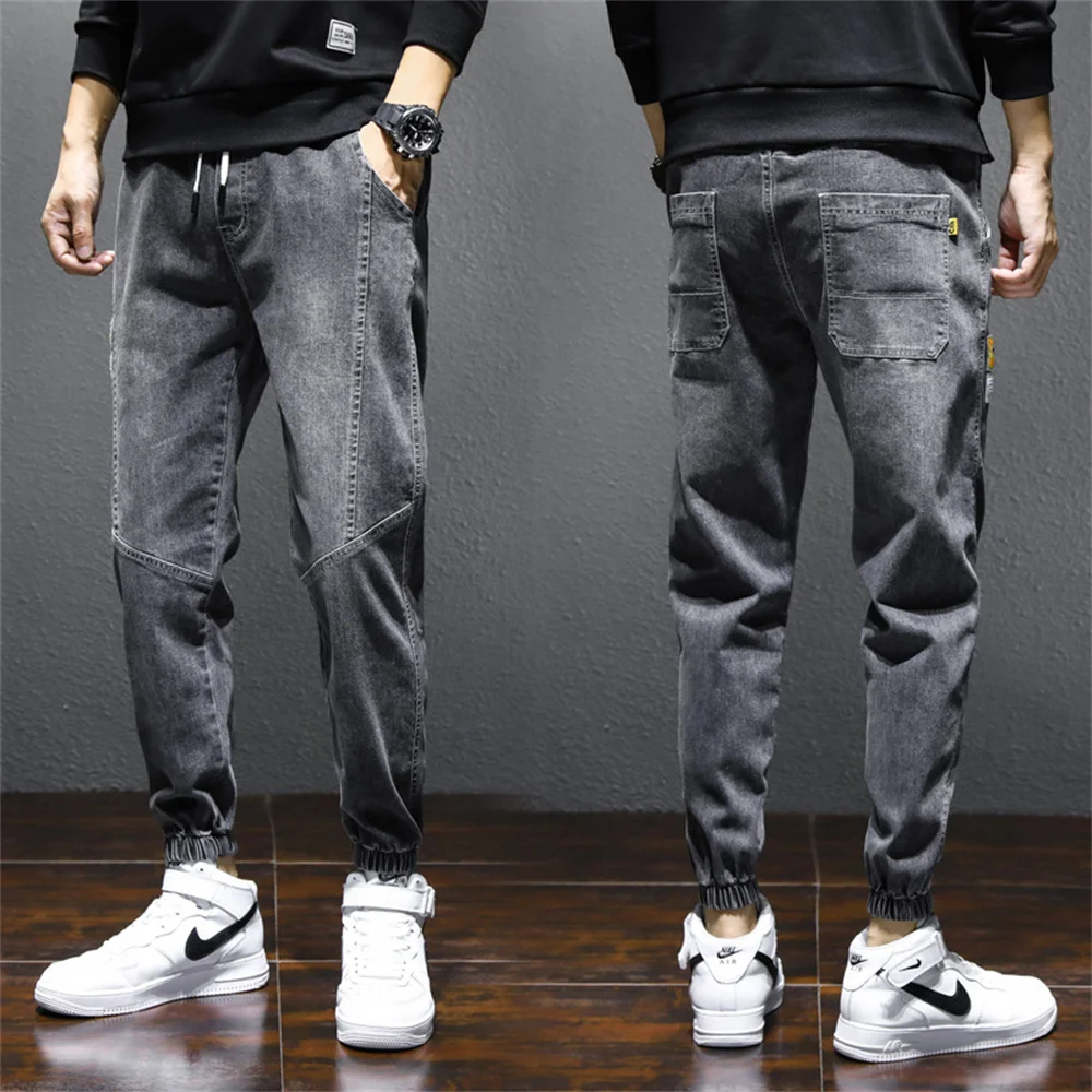 Winter Warm Jeans Men Fleece Lined Jeans Harem Pants Thicken Elastic Loose Fit Grey Pants Male Brand Plus Velvet 5XL jeans men
