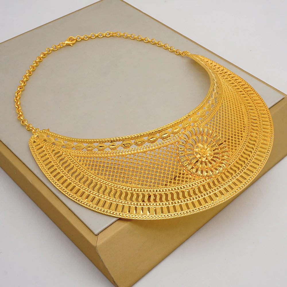 Дубай 24K позолоченные искусственные индийские ожерелья Браслет серьги Нигерия