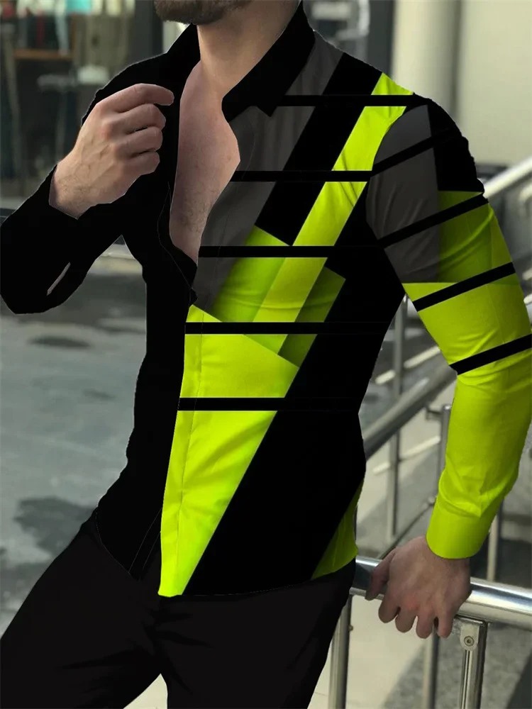 Модная Простая мужская рубашка в полоску с молнией костюм воротником-стойкой