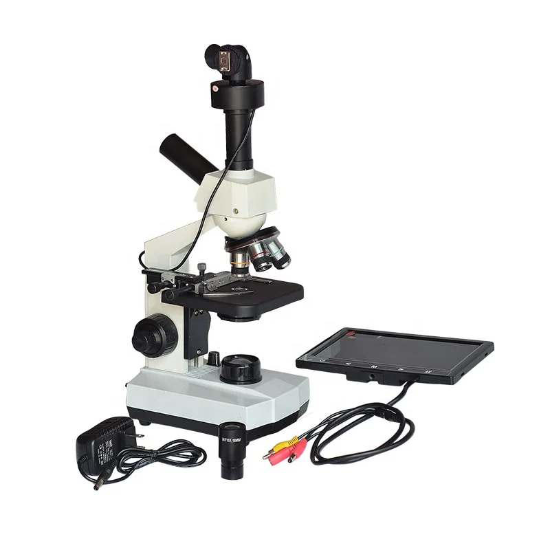 

10 inch LCD screen display cell biological microscope blood test Instrument red blood optical observation can connect to PC TV
