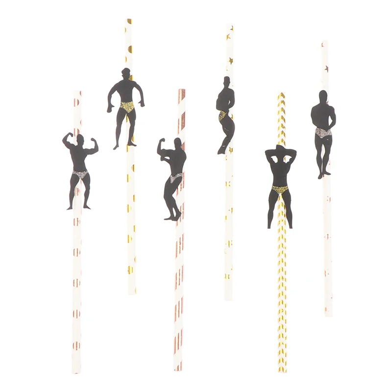 

6pcs/set Bachelorette Party Decorations Straws Stripper Dancing Men Straws