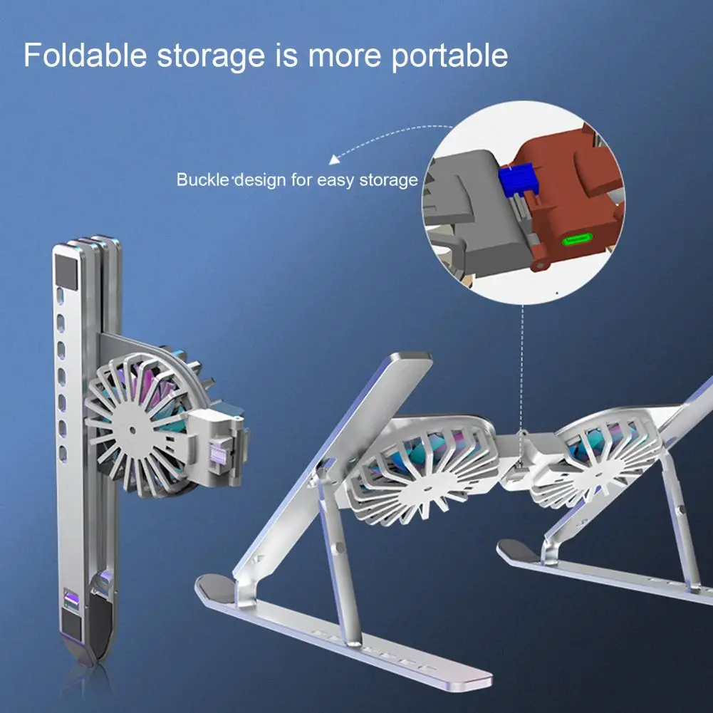 Accessories Practical Notebook Riser Holder Cooling Bracket Dual Fans Notebook Stand Foldable for Home Accessories Practical Notebook Riser Holder Cooling Bracket Dual Fans Notebook Stand Foldable for Home