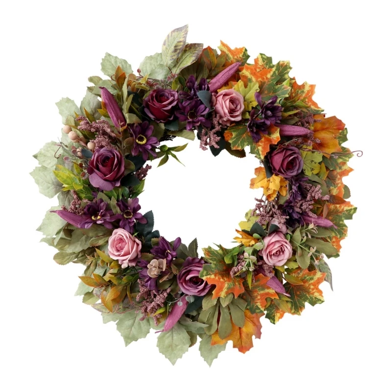 Искусственный венок из роз 21 65 дюйма реалистичный дизайн водостойкий для входной