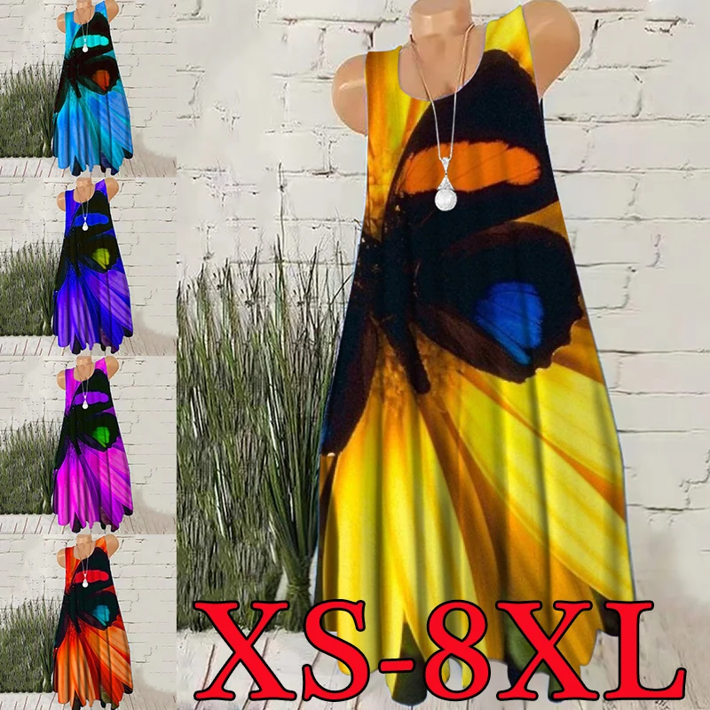 

Women's Retro Casual Elegant Party Sleeveless Print Dress XS-8XL