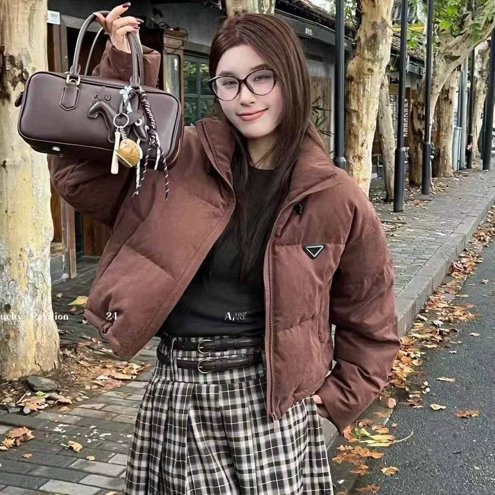 2024 новый зимний повседневный пуховик с воротником-стойкой и темным узором