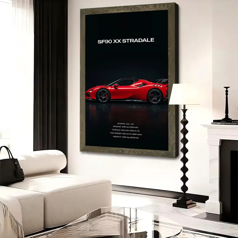 Фото Постер на холсте с изображением суперкара SF90 XX Stradale, персонализированные высококачественные настенные картины для украшения дома, декор для комнаты №4