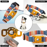 bohemia style dog collar with apple airtag case nylon pet collar reflective soft anti lost tracking collar dog supplies suit