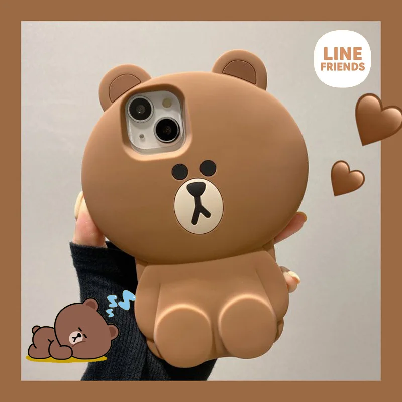 

Линия друзья медведь коричневый мультфильм чехол для телефона Kawaii Iphone 14/13/12/11Pro модный силикагель кукла мягкая оболочка студенческий подарок на день рождения