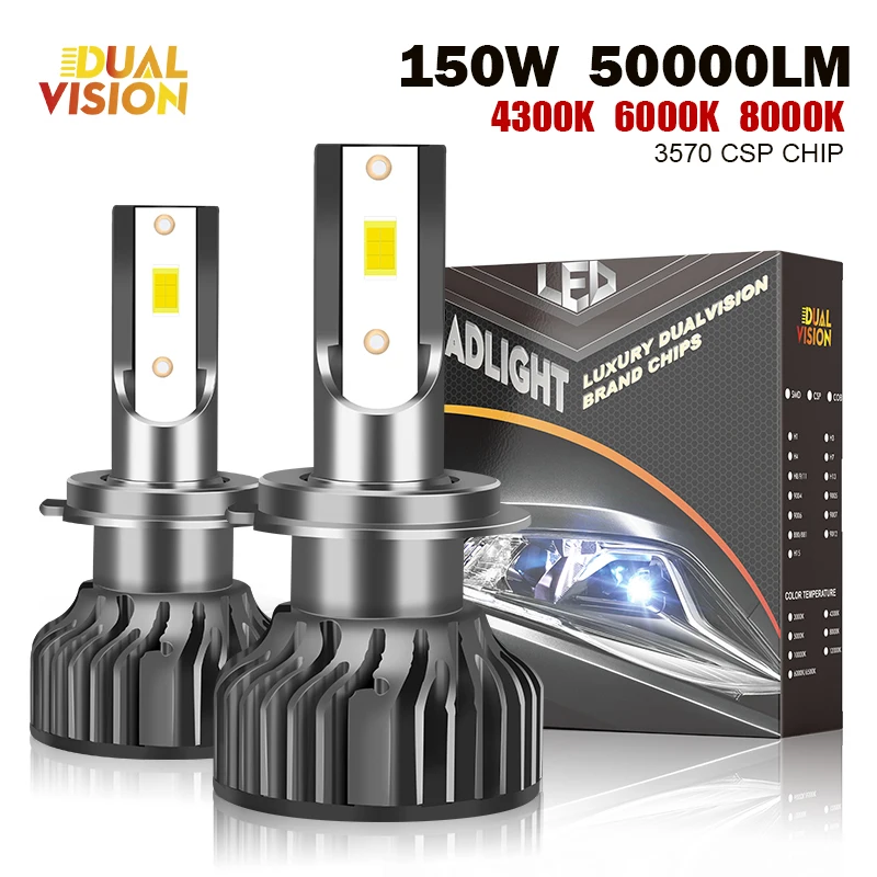 

150W H11 Turbo H7 светодиодный H4 Автомобильная головка светильник 5570 лм все в одном мини-фотолампа HB3 HB4 Автомобильная противотуманная фара 4300 CSP 6000K 8000K H1 лампы
