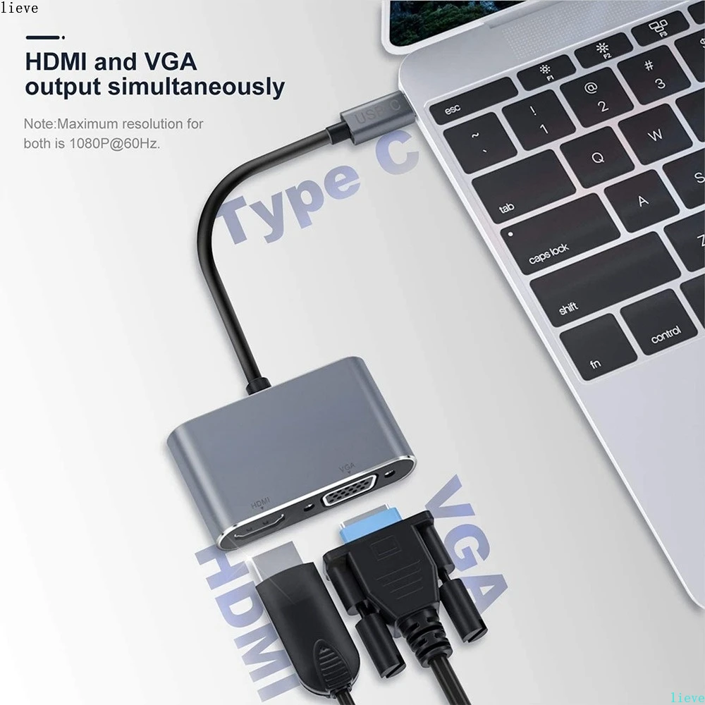 

New TPYE-C HDMI VGA Adapter for Xiaomi Notebook Macbook Pro Type C to HDMI Cable 4K Converter USB Type C VGA Splitter Hub Dock