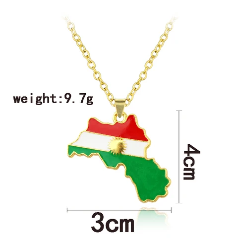 Ожерелье с картой Курдистана для женщин и мужчин, цепочки золотого цвета, подвеска с флагом Курдистана, картой, ожерелье, ювелирные аксессуары, Подарочный ошейник