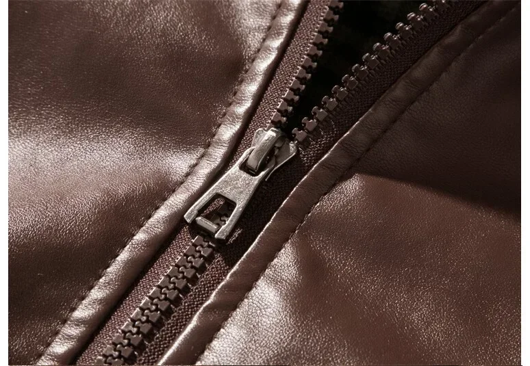 Осенне-зимняя коричневая кожаная куртка мужская оверсайз мотоциклетная из