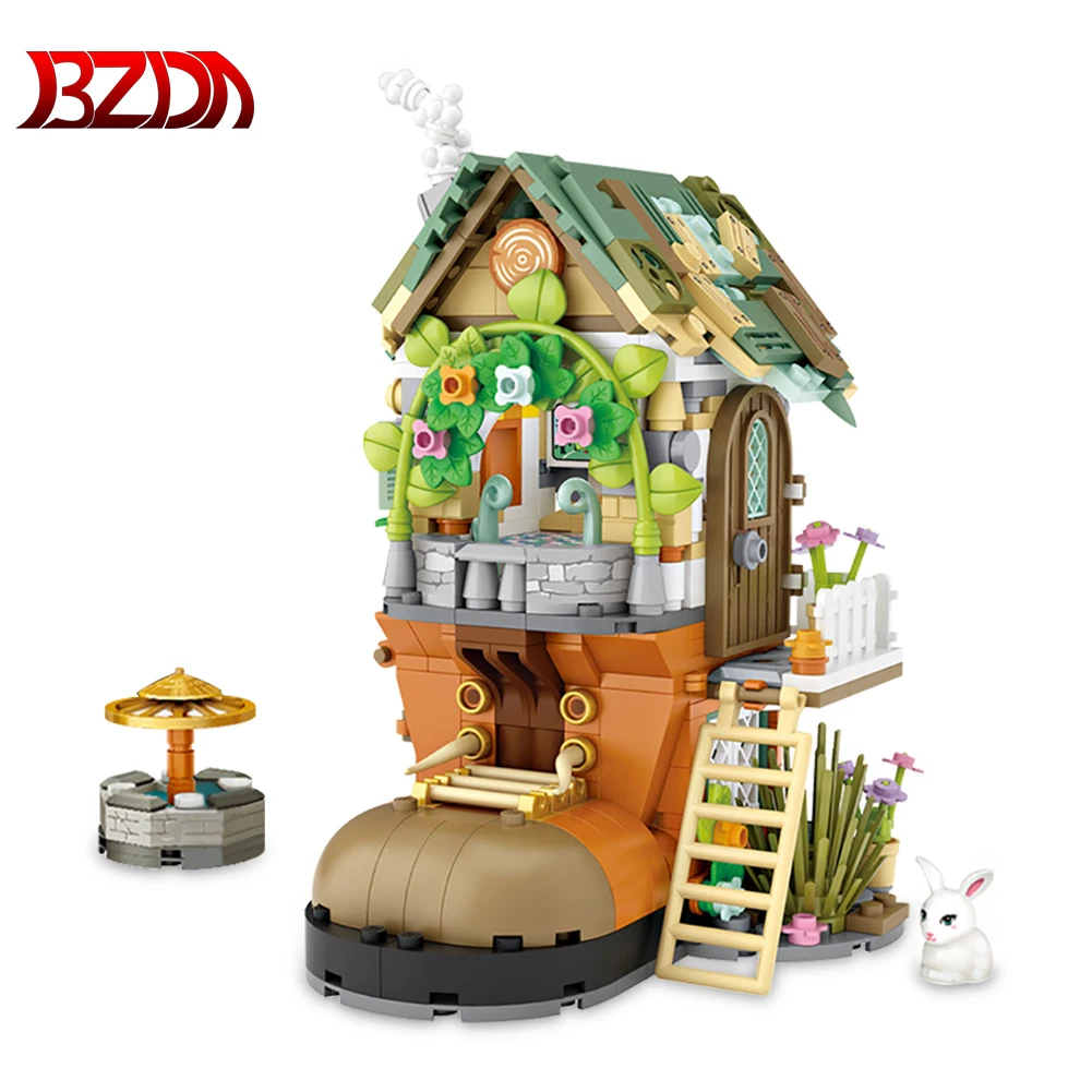 BZDA-mini bloques de construcción para niños, juguetes para niños y niñas, Micro bloques, cabaña forestal, bloques de construcción de partículas pequeñas