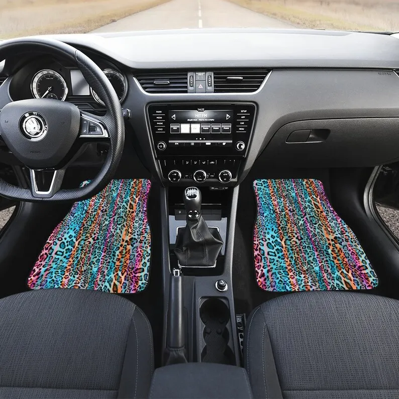 

Colorful Leopard Cheetah Animal Print Car Floor Mats Set, Front and Back Floor Mats for Car, Car Accessories