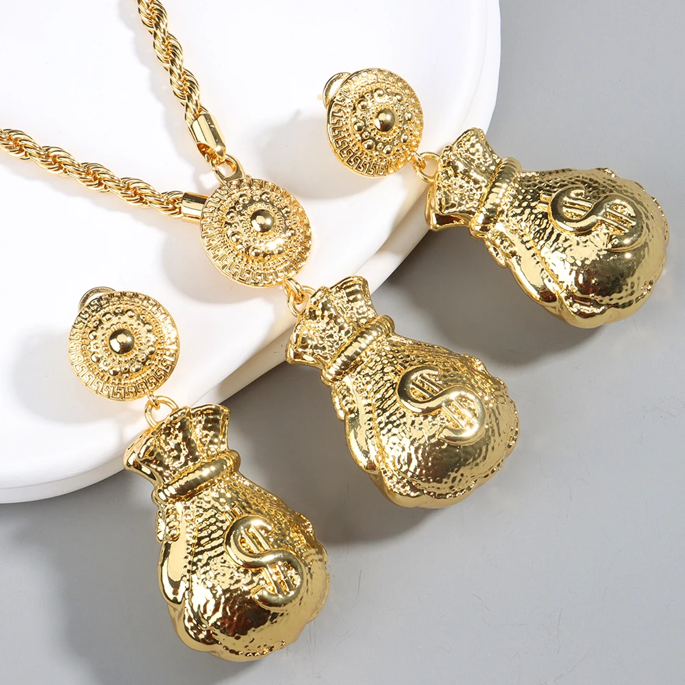 

Fine Jewelry Set for Women Fortune Earrings Necklace Gold Plated Jewelry for Clothing Accessories Wedding Party Gift