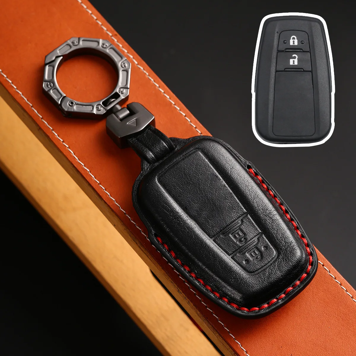 

Чехол для автомобильного ключа из натуральной кожи для Toyota Camry Prius Corolla C-HR CHR RAV4 Avalon Land Cruiser Prado 2018 2019 2020, пульт дистанционного управления