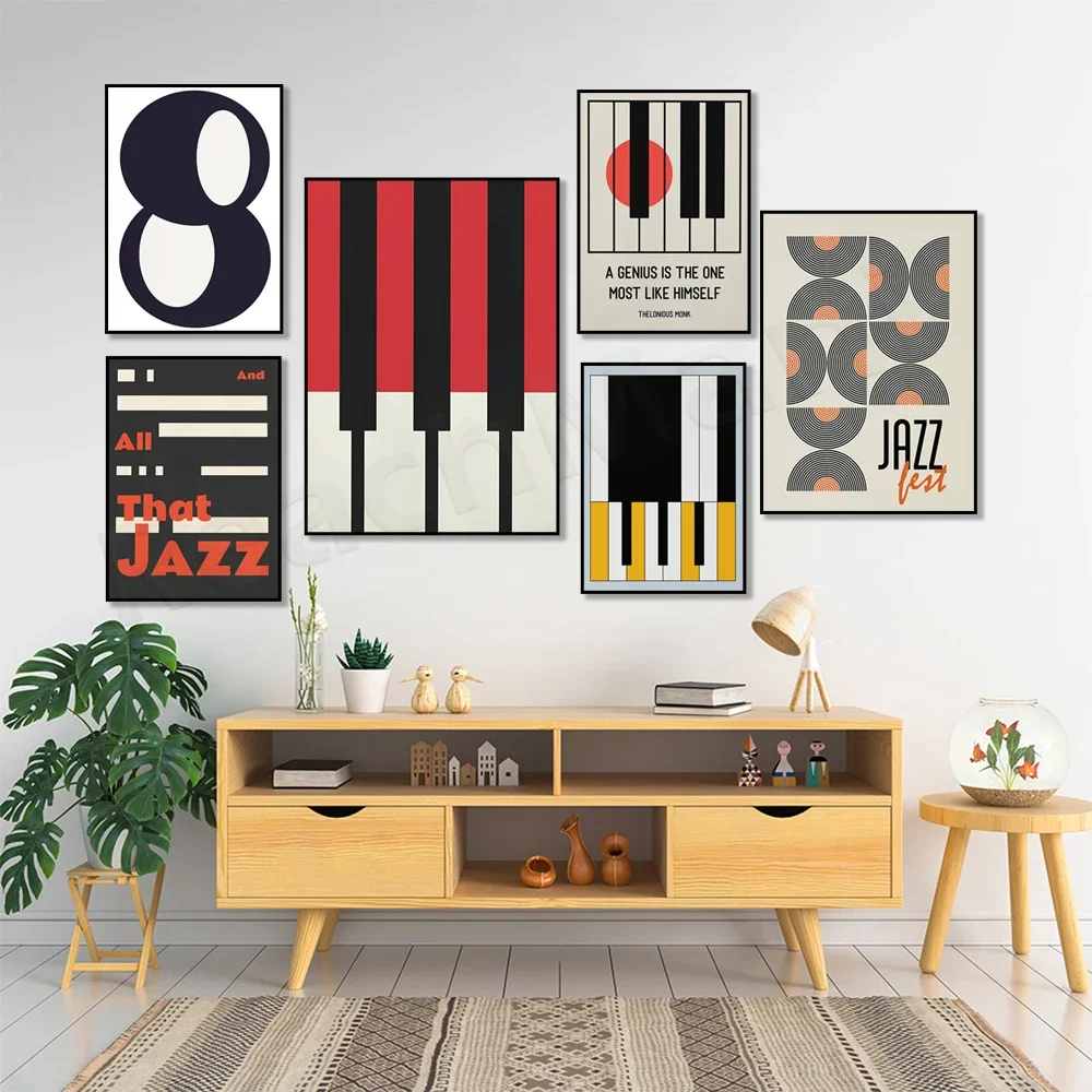 Джазовый плакат на виниловой пластине абстрактные джазовые клавиши фортепиано