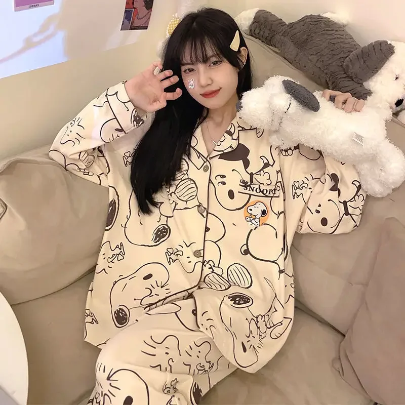 Пижамный комплект Snoopy Женский мультяшный пижамный одежда для сна домашняя