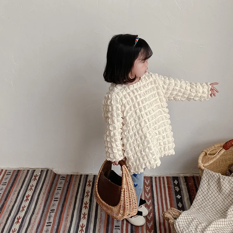 Freely Move Baby Girl Long Sleeve Blouse Cotton Infant Toddler Princess Shirt Autumn Bubble Top Blouse Korean Style Baby Clothes