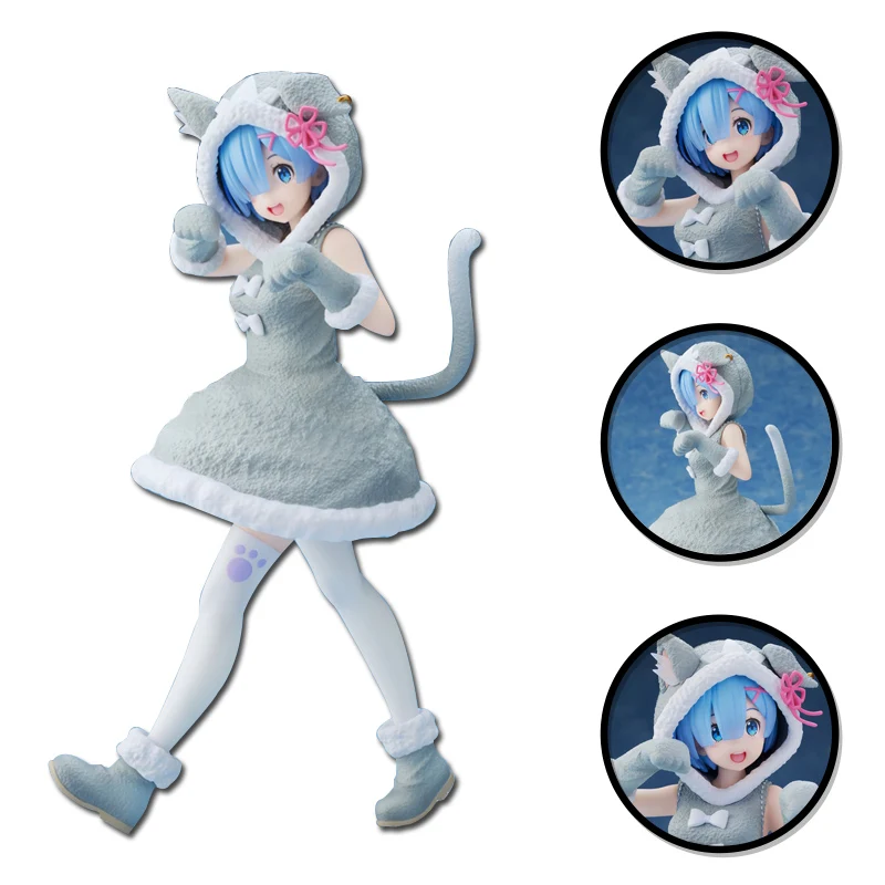 

Anime Re:Life In A Different World From Zero Rem Figure Parker Animal Earwear Jingpin Genuine Original Cute Cat Dress Up