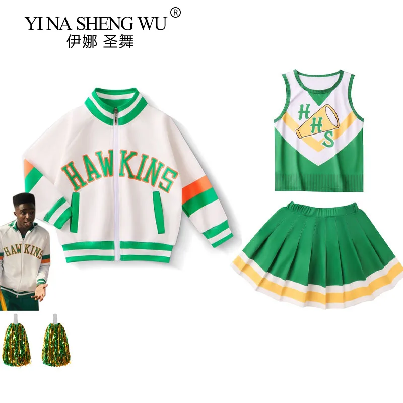 

Things Season 4 Chrissy Cunningham Cosplay Costume Stranger Cheerleader Props Hawkins High School Lucas Sinclair Jacket Dress