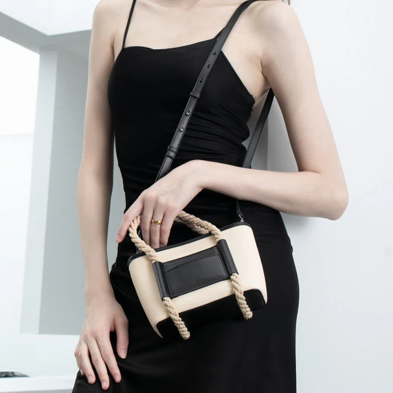 

2023 New Women's Crossbody Bag One Shoulder Commuter Women's Summer Versatile Mini Bag Hemp Rope Handheld Tote Bag