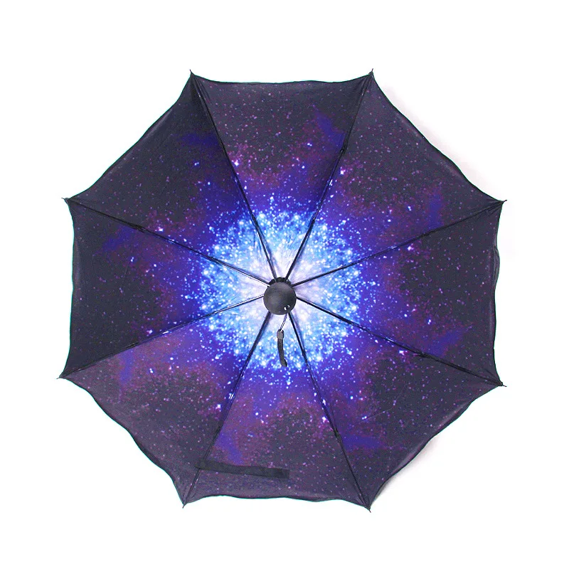 

Полностью автоматический складной зонт Starry Sky, женский зонт с кружевом, Синий, Фиолетовый Зонт тройного сложения