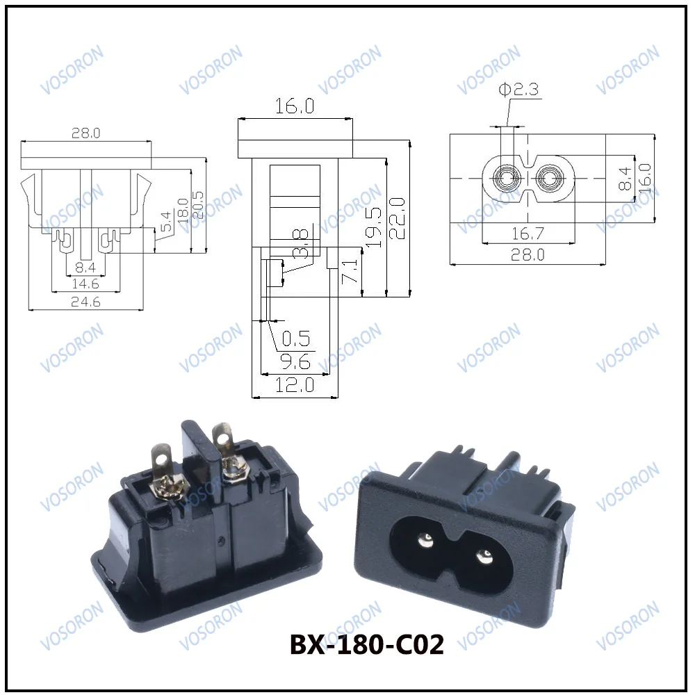 10 шт. AC250V 2 5A IEC320 C8 штекер контакта черная входная розетка панель встроенная