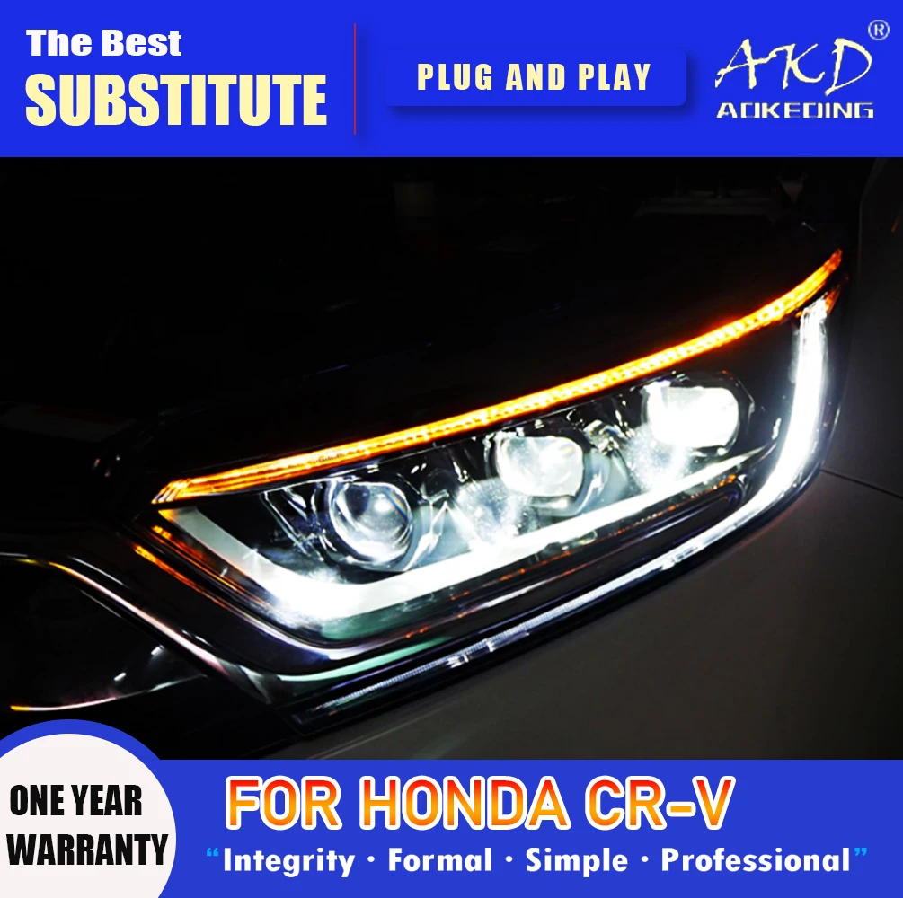 AKD Head Lamp for Honda CR-V LED Headlight 2017-2020 Headlights CRV DRL Turn Signal High Beam Angel Eye Projector Lens