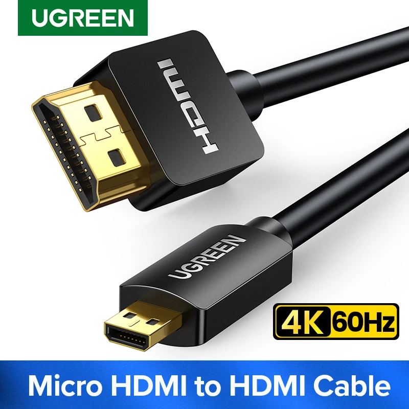 UGREEN Micro HDMI-Compatible 4K/60Hz 3D Effect Micro HD to HD Cable Male to Male For GoPro Sony Projector HDMI-Compatible Micro