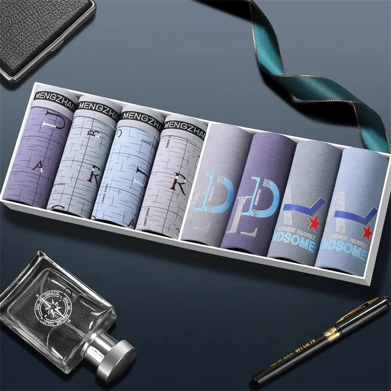 Plus Size Shorts Set Of Cotton New Personality Mens Printed Boxer Briefs Breathable Sexy Mens Boxer Briefs Comfortable