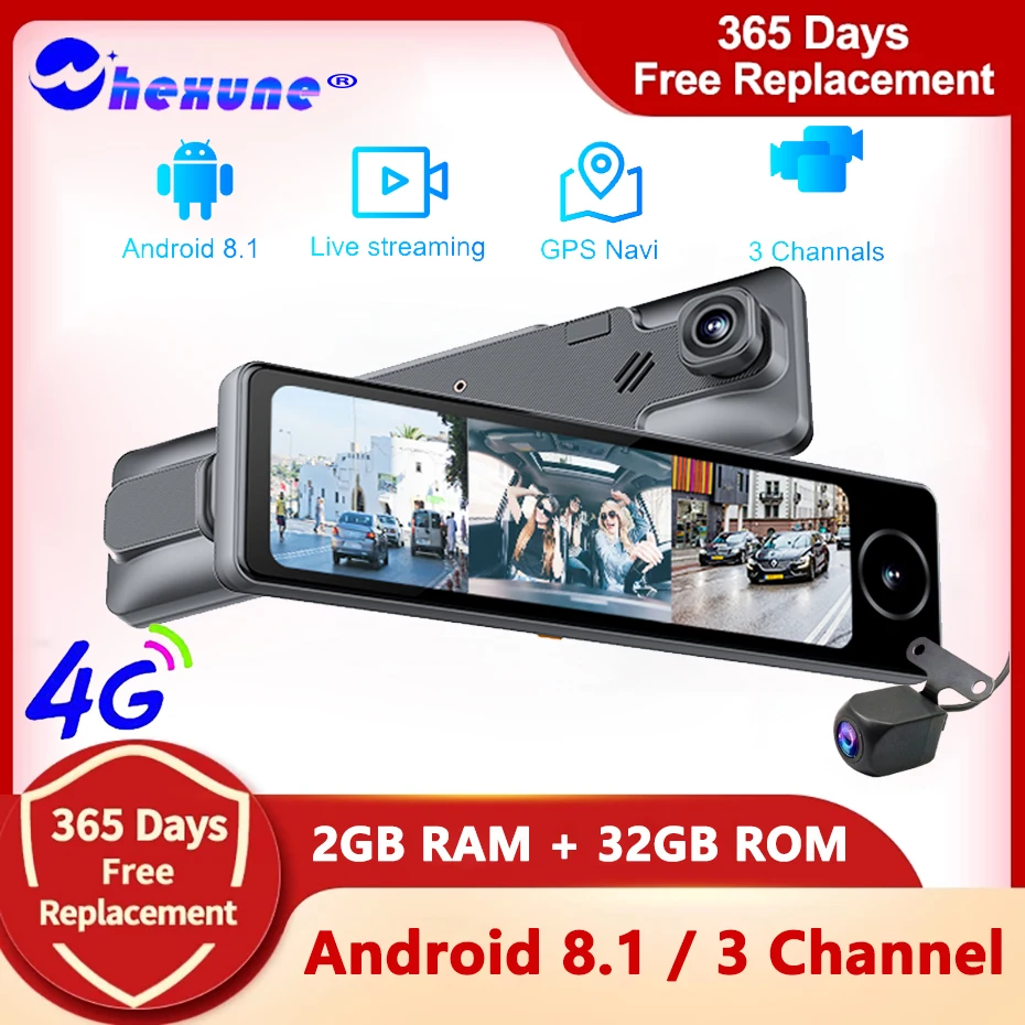 Зеркало заднего вида, 11 дюймов, 4G, 3 камеры, DVR, Android 8,1, ADAS, GPS-навигация, FHD 1080P, видеорегистратор, видеорегистратор, 2 Гб ОЗУ + 32 Гб ПЗУ