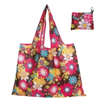 many colors polyester foldable recycle shopping bag eco reusable tote bag cartoon floral fruit vegetable grocery