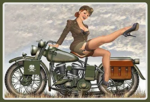 

Bidesign Us Army Biker Pin up Girl Metal Sign Rectangle Metal Tin Sign Custom Metal Sign 8X12in-Bar Cafe Restaurant Home Decor