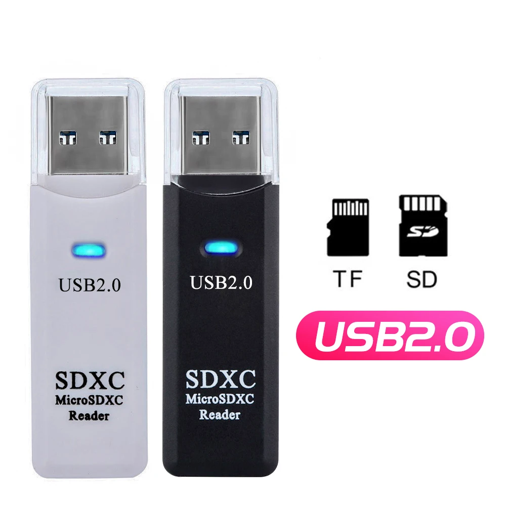 

2 in 1 Card Reader USB 2.0 to SD Micro SD TF Memory Card Adapter for Laptop Accessories Multi Smart Cardreader Pembaca kartu