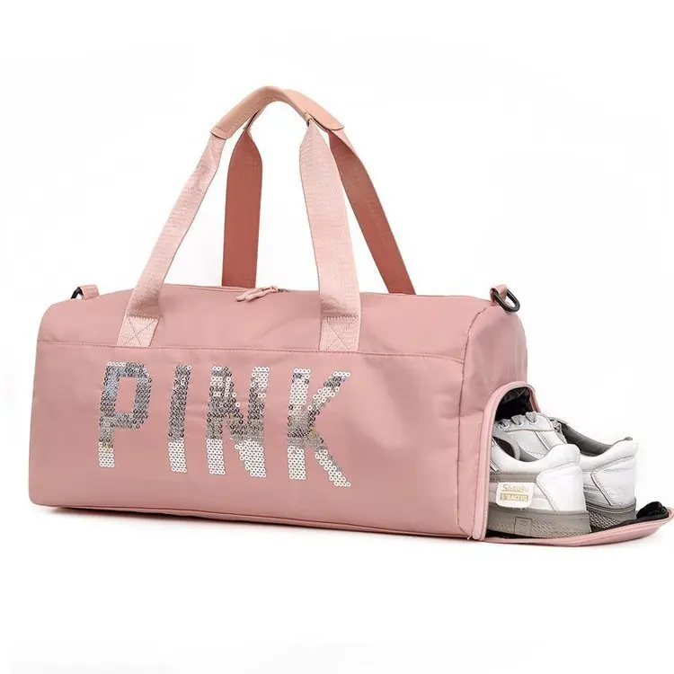 

PINK Waterproof Fitness Training Tote Bag for Sports Gym Female Yoga Dry Wet Separation Shoes Bags Duffle Bag Women Backpacks