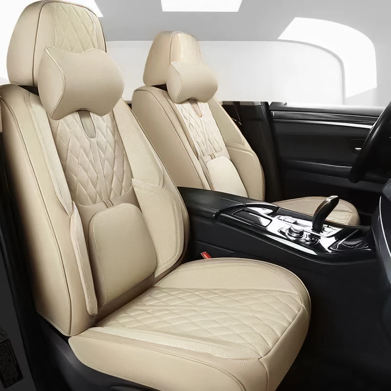 

Универсальные чехлы на автомобильные сиденья, полностью покрытые, прочная кожаная подушка на сиденье из наппа для внедорожника 90% седана, включает переднюю и заднюю крышку