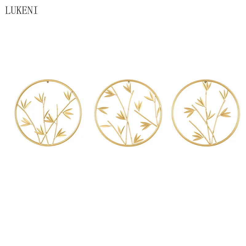 

New Chinese Wrought Iron Wall Decoration Porch Sofa Background Wall Hanging Living Room Light Luxury Bamboo Wall Decoration