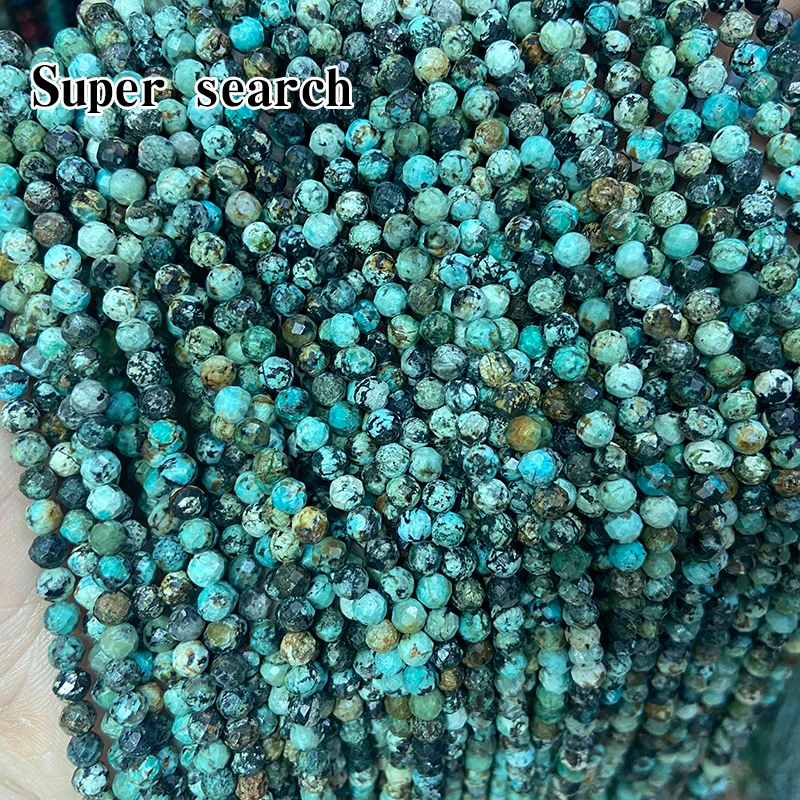 

Wholesale 100% Natural Gem Stone African Turquoises Faceted Round Beads For Jewelry Making DIY Bracelet Necklace 2MM 3MM 4MM