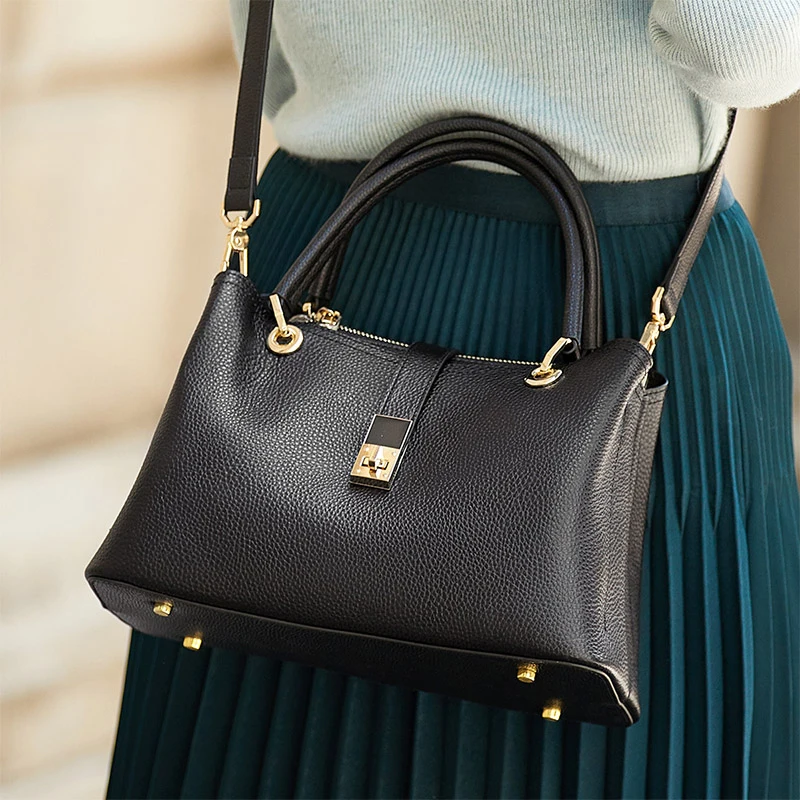 

HOT ZOOLER Genuine Leather Tote Bags Original Handmade Woman Bag Business Style Real Skin Handbags Black Bolsa Feminina #wg356