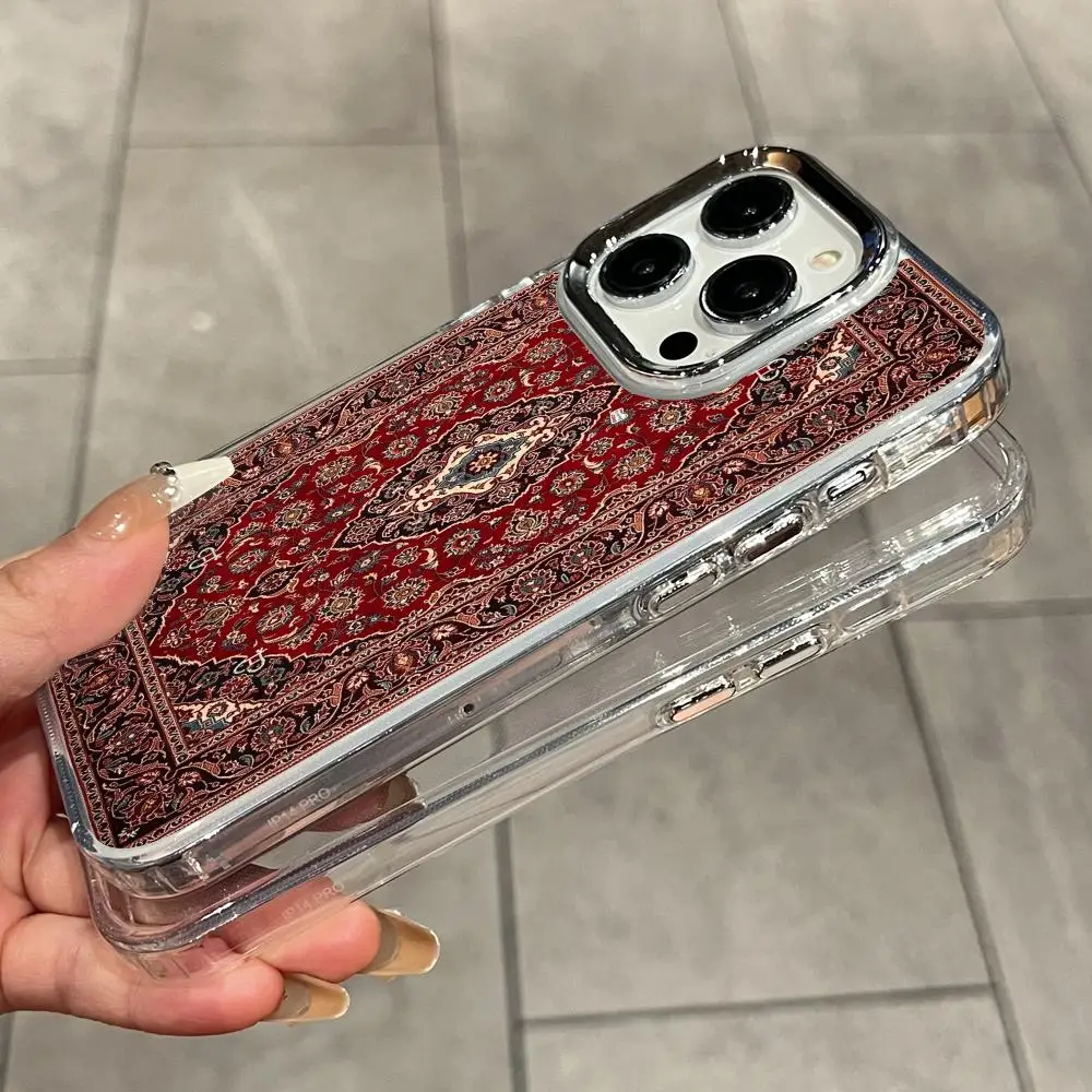 Фото Популярный прозрачный чехол для телефона в стиле персидского ковра для iPhone 17 Air 16 15 14 13 12 11 Pro Max X XR XS 16 Plus, мягкий, антибликовый, черный №4