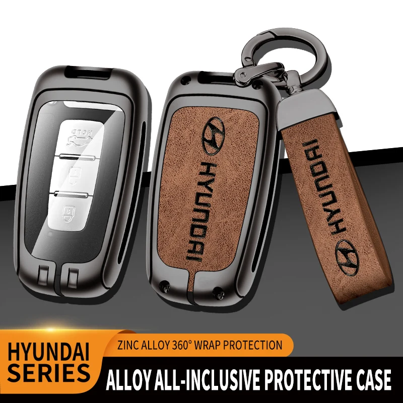 Кожаный Автомобильный ключ из цинкового сплава полная защита для Hyundai IX35 Elantra Sonata