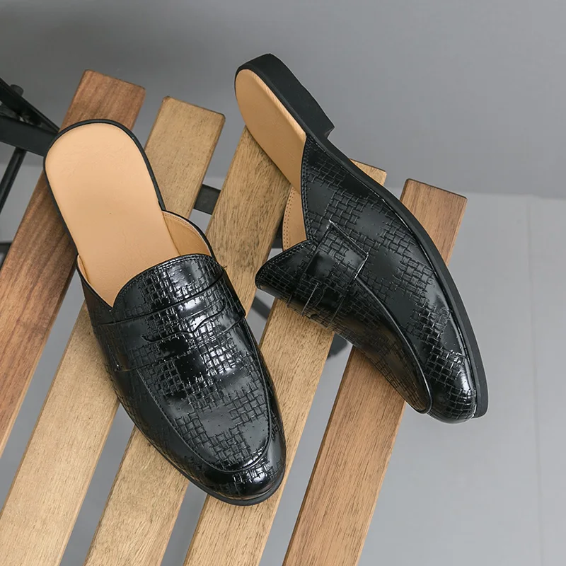 Летние полуботинки для мужчин Кожаные повседневные мужские лоферы сандалии без