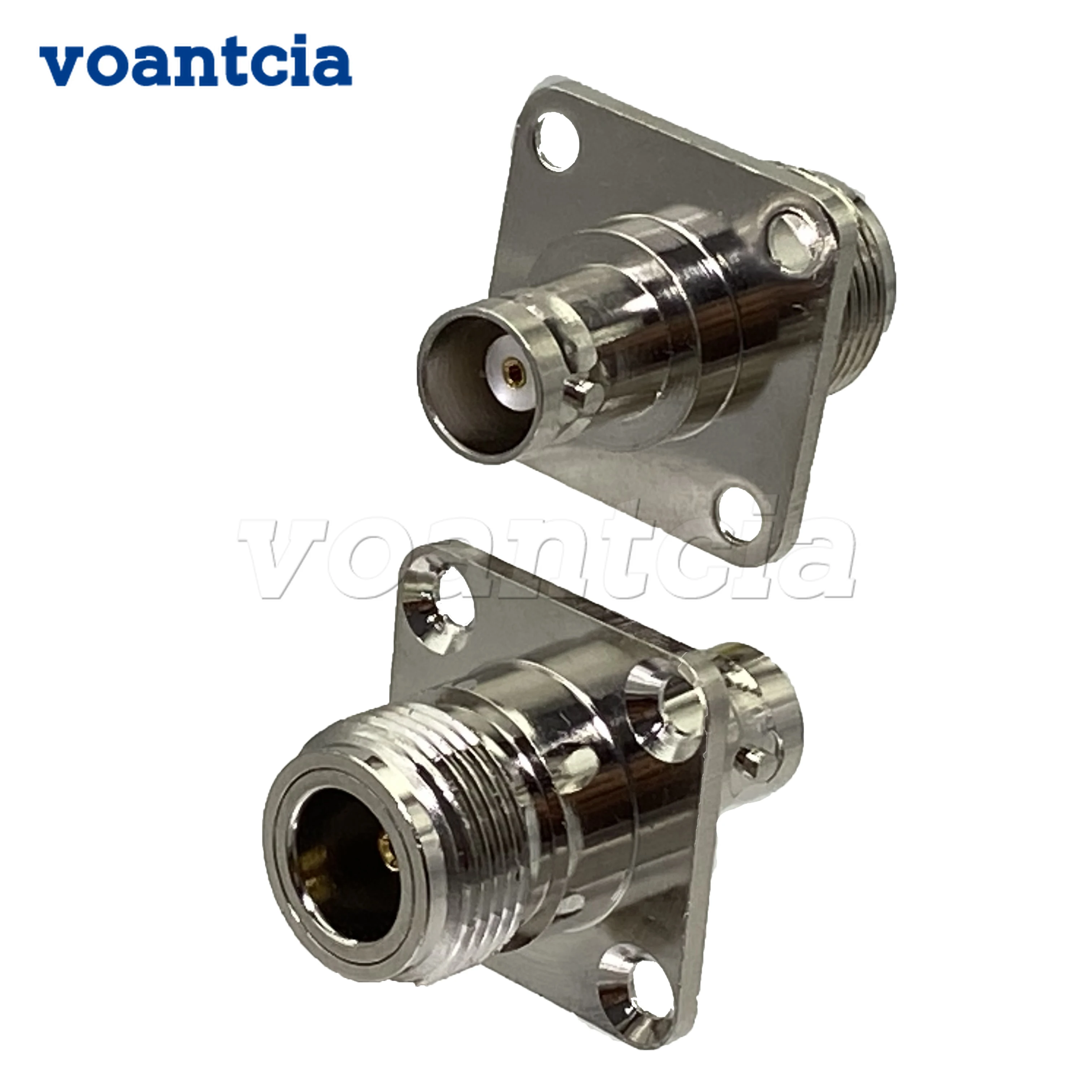 

10pcs Connector Adapter N Female Jack to BNC Female 4-Holes Flange RF Coaxial Converter Wire Terminal New Brass