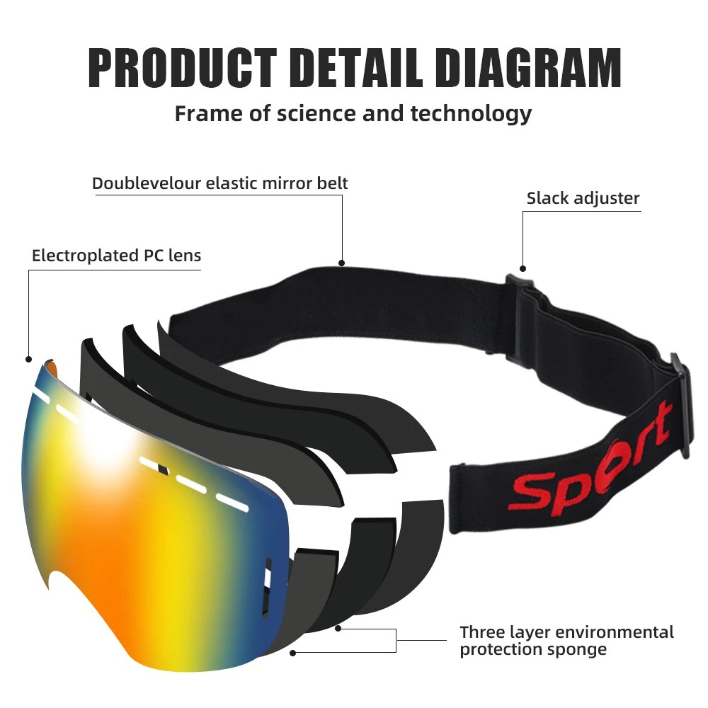 GM лыжные очки горные снегоход зимние спортивные велосипедные солнцезащитные для